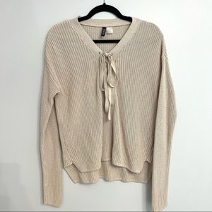 H&M Beige Lace Up Sweater Size S